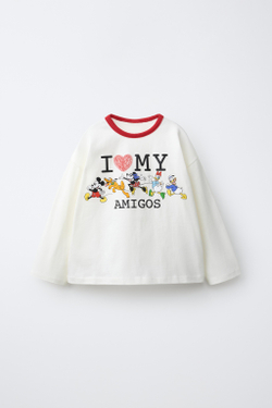 ZARA ФУТБОЛКА С ПРИНТОМ MICKEY MOUSE AND FRIENDS © DISNEY, БЕЛЫЙ