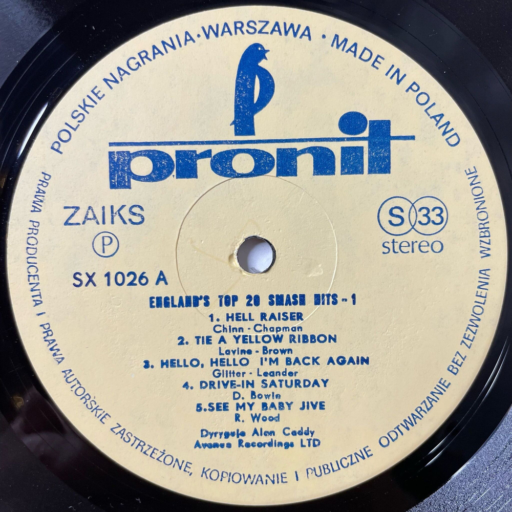 Винтажная виниловая пластинка LP Alan Caddy England's Top 20 Smash Hits Пластинка 1 (Польша 1974)
