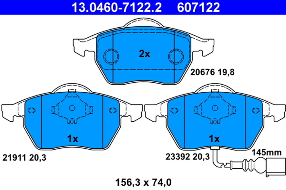 ATE - 13046071222-ATE - Brake Pad Set, disc brake