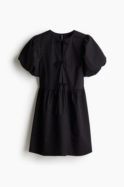 Платье из поплина с завязками спереди - H&M