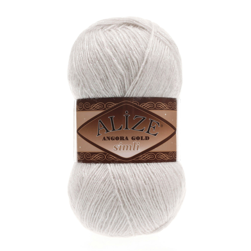 Пряжа Angora Gold Simli, 100 г, 500м, 20%шерcть,75%акрил,5% металлик (цена за 1 шт)