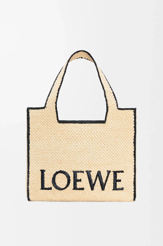 Loewe Большая сумка-тоут Font из рафии, натуральный