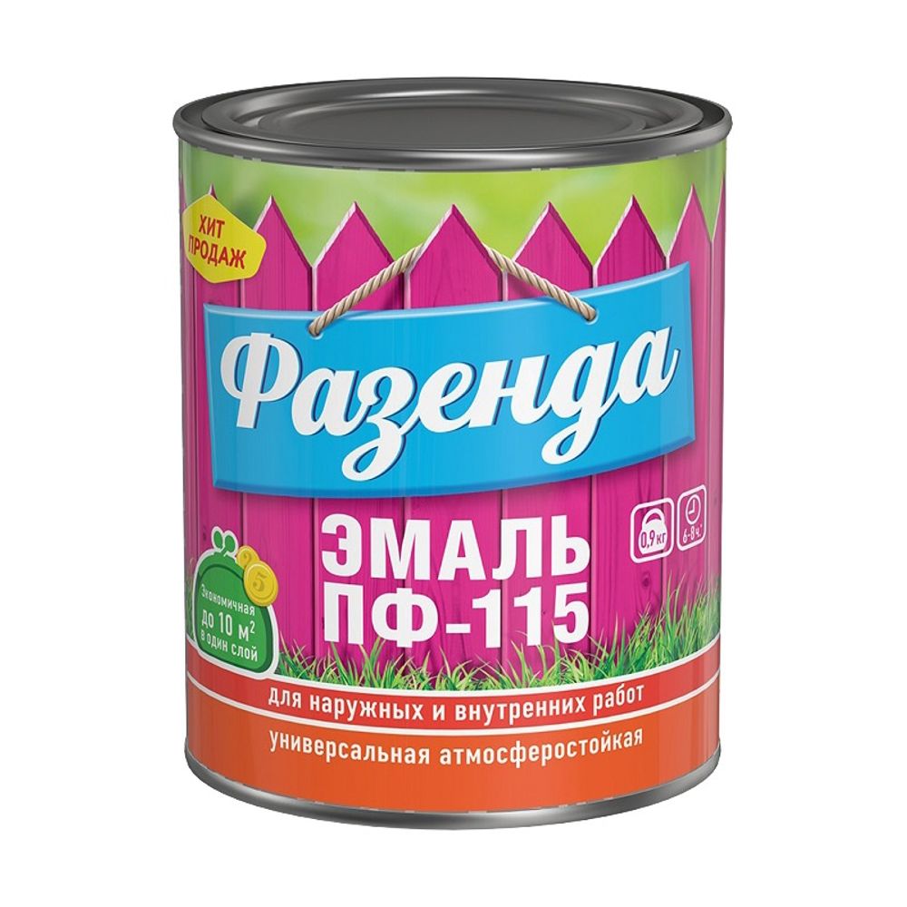 ТЕКС Эмаль ПФ-115 ФАЗЕНДА зеленая (0,9кг)