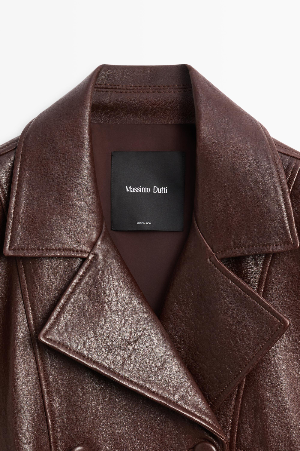 Massimo Dutti Бомбер из кожи наппа, коричневый