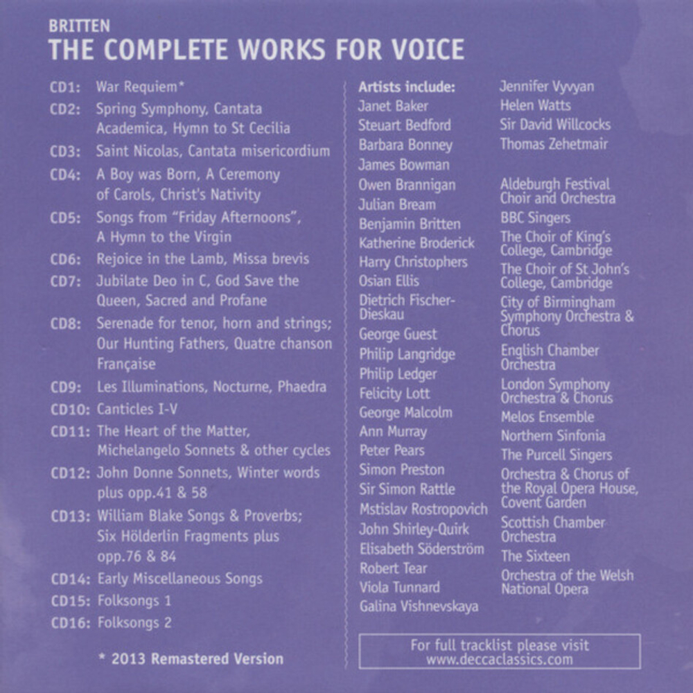 Сборник / Britten: The Complete Works For Voice (16CD)
