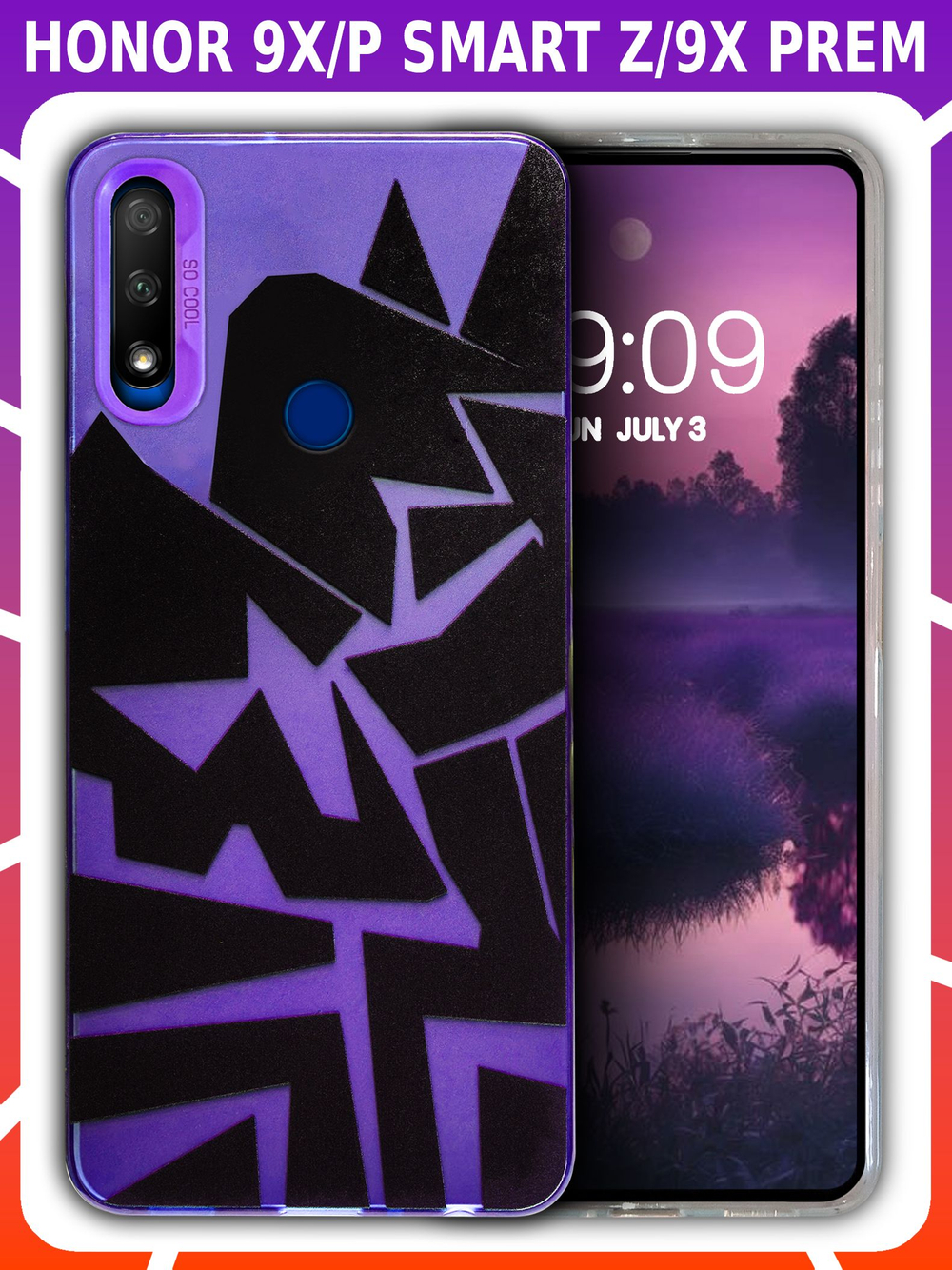 Дизайнерский чехол из пластика для HUAWEI HONOR 9X / 9X PREMIUM / P SMART Z с усиленной защитой камеры и глянцем