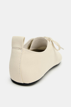 ZARA ТУФЛИ-ДЕРБИ ИЗ МЯГКОЙ КОЖИ, БЕЛЫЙ