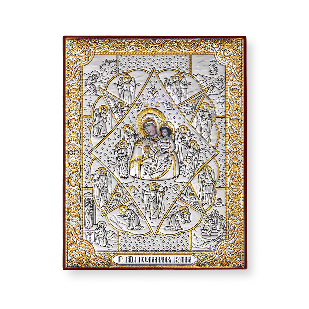 Неопалимая Купина, икона прямоугольная, красное дерево 75x100