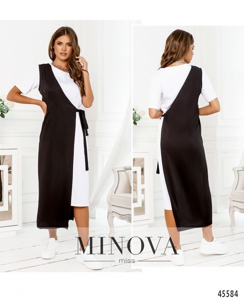 Платье 2288-белый-черный Minova Платье 2288-белый-черный Minova