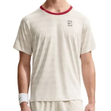 Мужская теннисная футболка Nike Court Dri-Fit Advantage Print - light beige/tough red/black