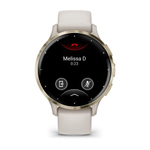 Часы Garmin Venu 3s цвета слоновой кости с золотистым безелем, 010-02785-04