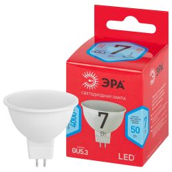 Лампа светодиодная ЭРА RED LINE LED MR16-7W-840-GU5.3 R 7Вт софит нейтральный белый свет GU5.3 | Лампы cветодиодные Точечные (Софиты) (MR, PAR)