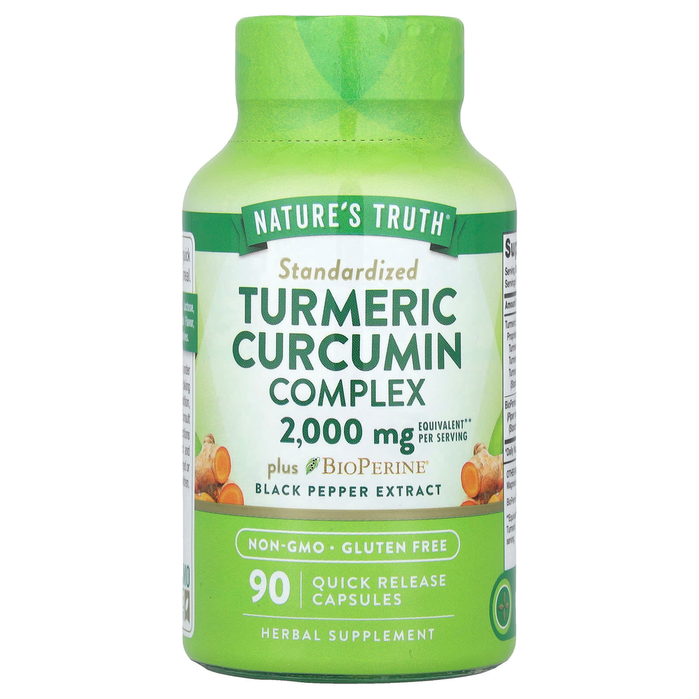 Nature's Truth, Комплекс куркумы и куркумина с экстрактом черного перца BioPerine®, 90 капсул с быстрым высвобождением