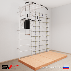 Шведская стенка Sv Sport усиленная 64340 (Турник рукоход/Брусья/Трапеция/Мат 2м/Канатный лаз)