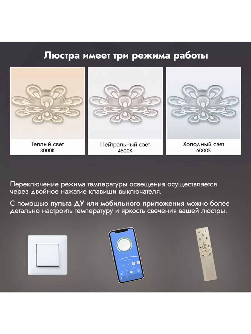 Люстра потолочная светодиодная 2034/8+4