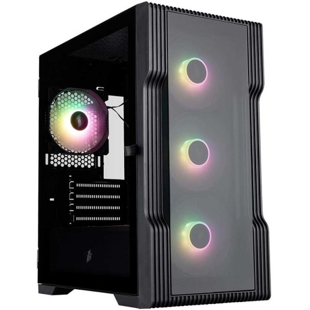 Корпус Mini-Tower 1STPLAYER TRILOBITE T3-G ARGB, Micro-ATX, черный (T3-G-BK-4F7)