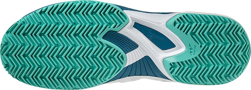 Мужские кроссовки теннисные Mizuno Wave Exceed Tour 5 CC- white/moroccan blue/turquoise