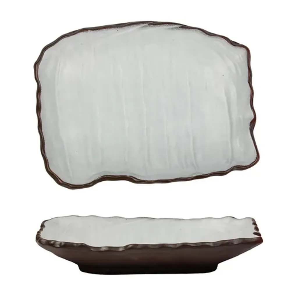Блюдо прямоугольное 26*20 cм h3 cм 450 мл Crush White Matt New Brown Taiga P.L. [1]