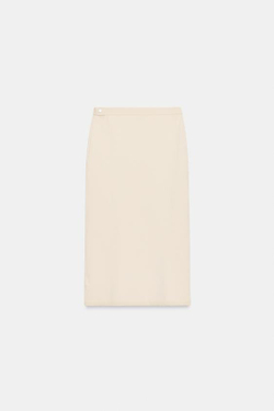 ZARA ТРИКОТАЖНАЯ ЮБКА МИДИ, ЭКРЮ