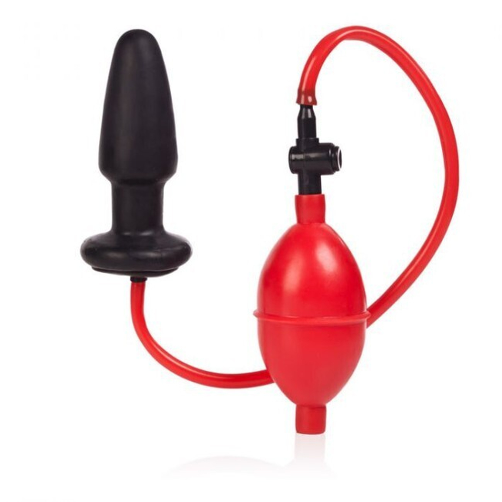 Анальная пробка силикона с грушей для накачивания Expandable Butt Plug (Цвет: черный с красным)
