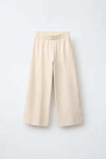 ZARA ПЛОТНЫЕ БРЮКИ WIDE LEG, ЭКРЮ