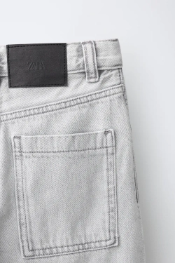 ZARA ДЖИНСЫ BAGGY RELAXED, СВЕТЛО-СЕРЫЙ