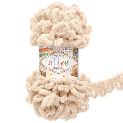 Пряжа Alize (Ализе) Puffy / уп.5 мот. по 100 г, 9м, 599 слоновая кость
