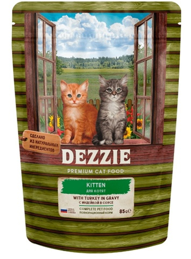 Dezzie Kitten с индейкой в соусе пауч для котят 85 г
