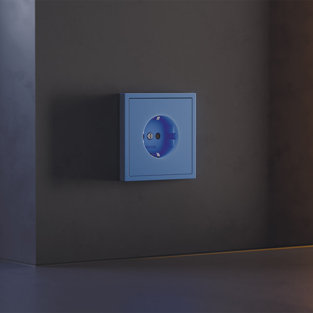 Накладка для розетки с заземлением и защитными шторками, (деним) Voltum S70 VLS000715
