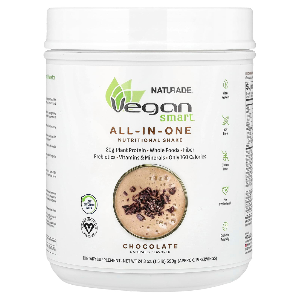 VeganSmart, универсальный питательный коктейль, со вкусом шоколада, 690 г (1,5 фунта)