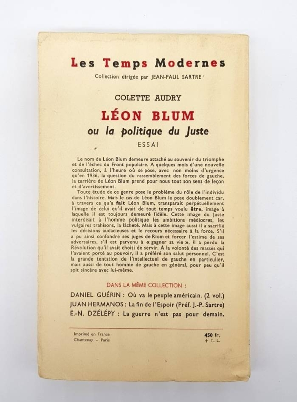 "Leon Blum ou la politique du juste  (Леон Блюм, или политика справедливости)". Colette Audry (Колетт Одри). 1955г.