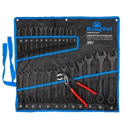 Набор ключей комбинированных и рожковых 25пр. KINGTUL KT-5261DP+1 BLACK