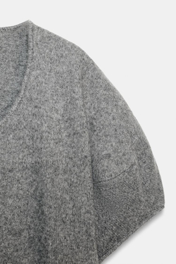 ZARA СВОБОДНЫЙ СВИТЕР ИЗ ТРИКОТАЖА, СЕРЫЙ