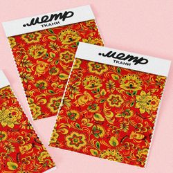 Ткань шифон хохломская роспись