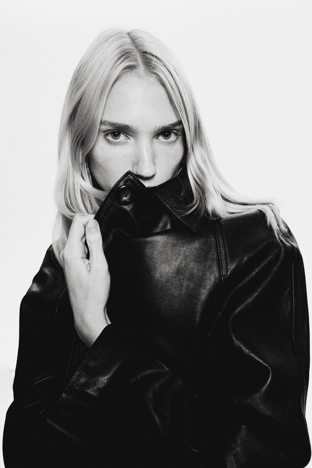 H&M Кожаное пальто, черный