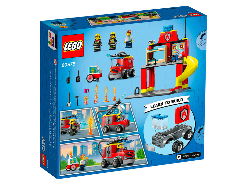 Конструктор Лего Сити Пожарная часть и пожарная машина | LEGO City Fire Station and Fire Engine 60375 — 153 детали (4+)