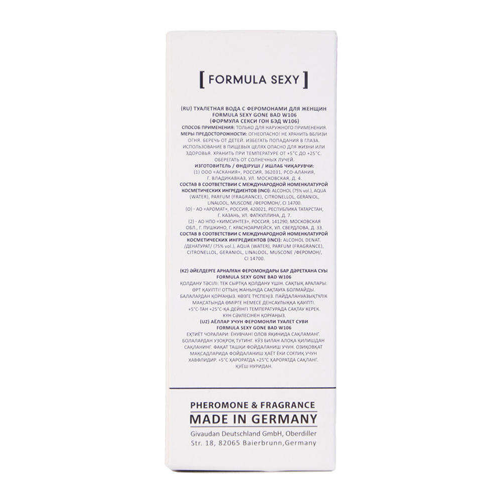 Вода туалетная c феромонами Formula Sexy Gone Bad W106 (Формула Секси Гон Бэд W106) – 30ml for women