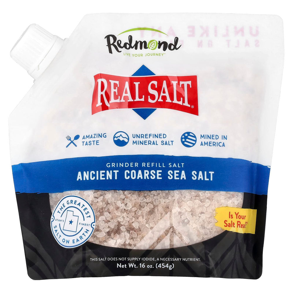 Redmond, Real Salt®, древняя крупная морская соль, сменная соль в мельнице, 454 г (16 унций)