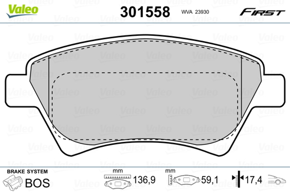 VALEO - 301558-VAL - Brake Pad Set, disc brake
