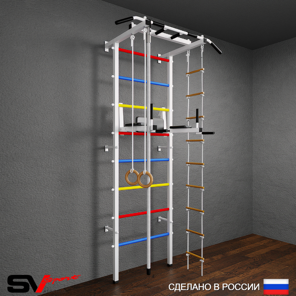 жШведская стенка Sv Pro 803 (Турник Pro/Брусья/стойка/Канат/Кольца/Лестница)