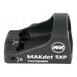 Коллиматорный прицел MAKdot SXP (без кронштейна) - вид сбоку, регулировочные винты и маркировка