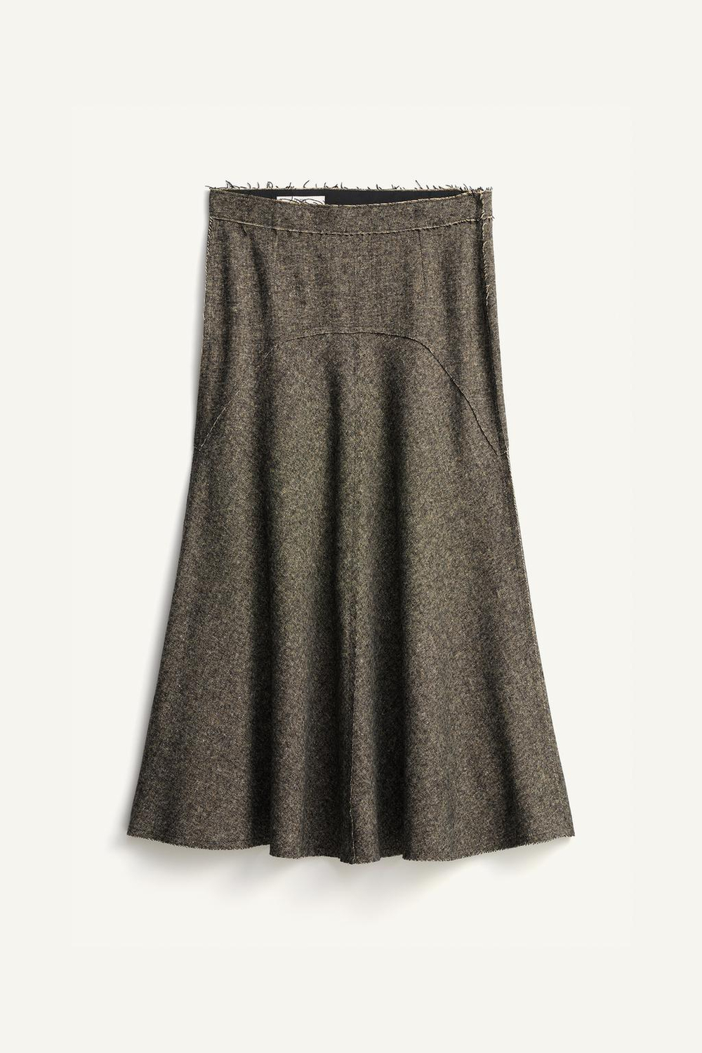 ZARA ДЛИННАЯ ЮБКА-КЛЕШ — LIMITED EDITION, СЕРЫЙ/КОРИЧНЕВЫЙ