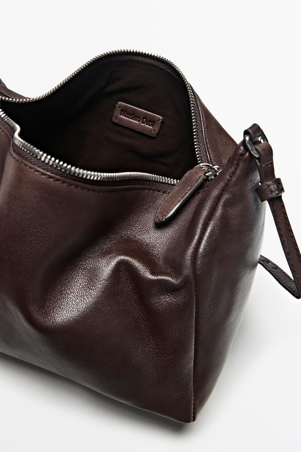 Massimo Dutti Маленькая сумка из кожи наппа, коричневый