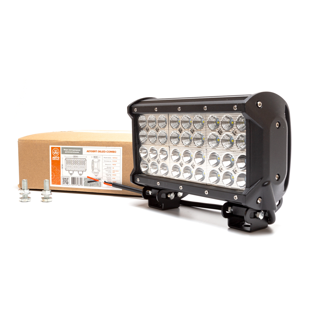 AE108RT-36LED-COMBO Фара светодиодная дополнительная, балка 235*93*167, комбинированный свет (направленный/рассеянный), 36 диодов, крепление нижнее по бокам, 108 Вт, 10-30 В