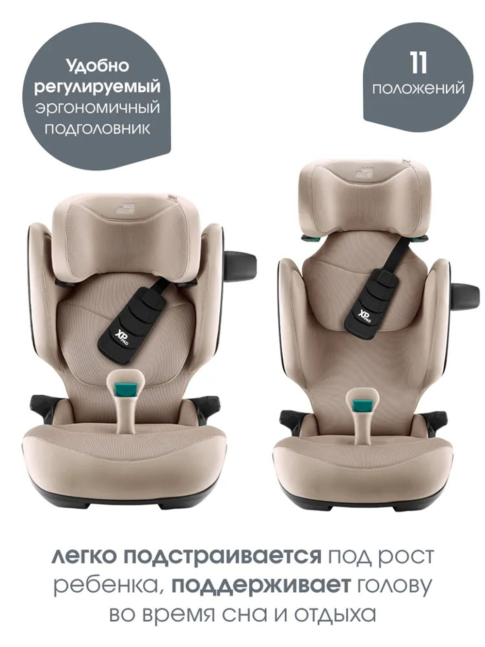 Автокресло 2/3 Britax Roemer KIDFIX PRO i-SIZE Style Teak, от 3,5 до 12 лет, 15-36 кг (100 - 150 см), isofix, бежевый
