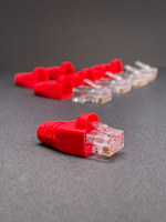 10 пар. Коннектор и колпачок для интернет кабеля RJ45 cat.5e 8P8C, неэкранированный, штекер для витой пары, для разъемов коннектора патч корда, для интернет кабеля диаметр 6,5 мм, красный