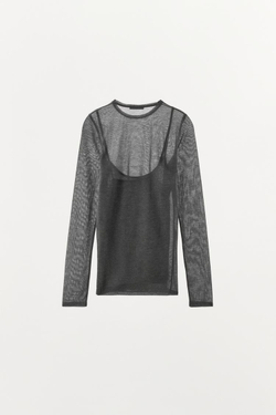 ZARA ДВОЙНАЯ ФУТБОЛКА, СЕРЫЙ МЕЛАНЖ