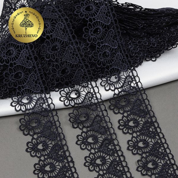Кружево гипюр (плетёное) 45 мм / 9 метров, диз. 111, цв.12 т.синий, Kruzhevo