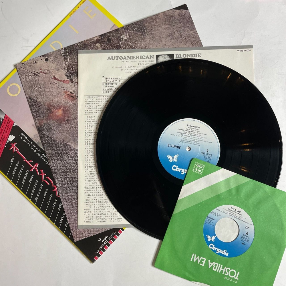 Винтажная виниловая пластинка LP Blondie AutoAmerican (Japan 1980) (Obi) 7 дюймовка в комплекте (Call Me)