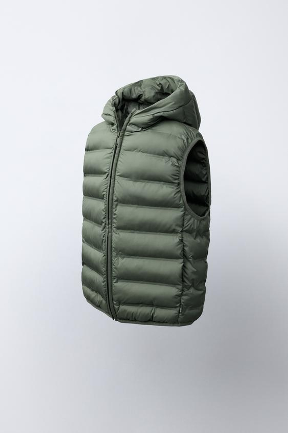 ZARA ЛЕГКИЙ ЖИЛЕТ С КАПЮШОНОМ WATER REPELLENT, ХАКИ